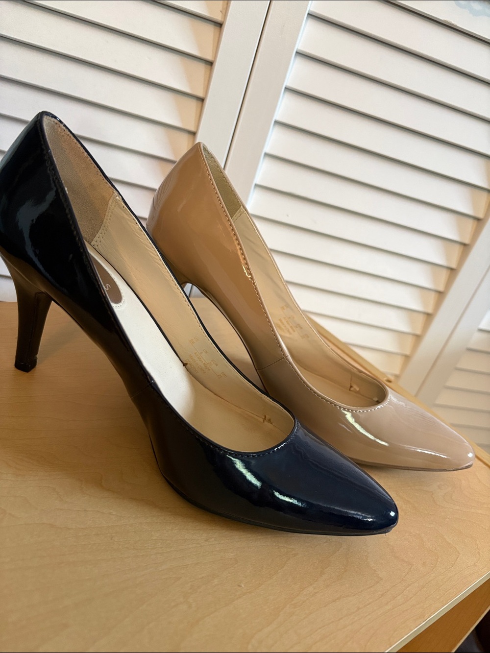 TWO FOR ONE DEAL! Classic Patent Leather Pumps in Black & Nude, size 8